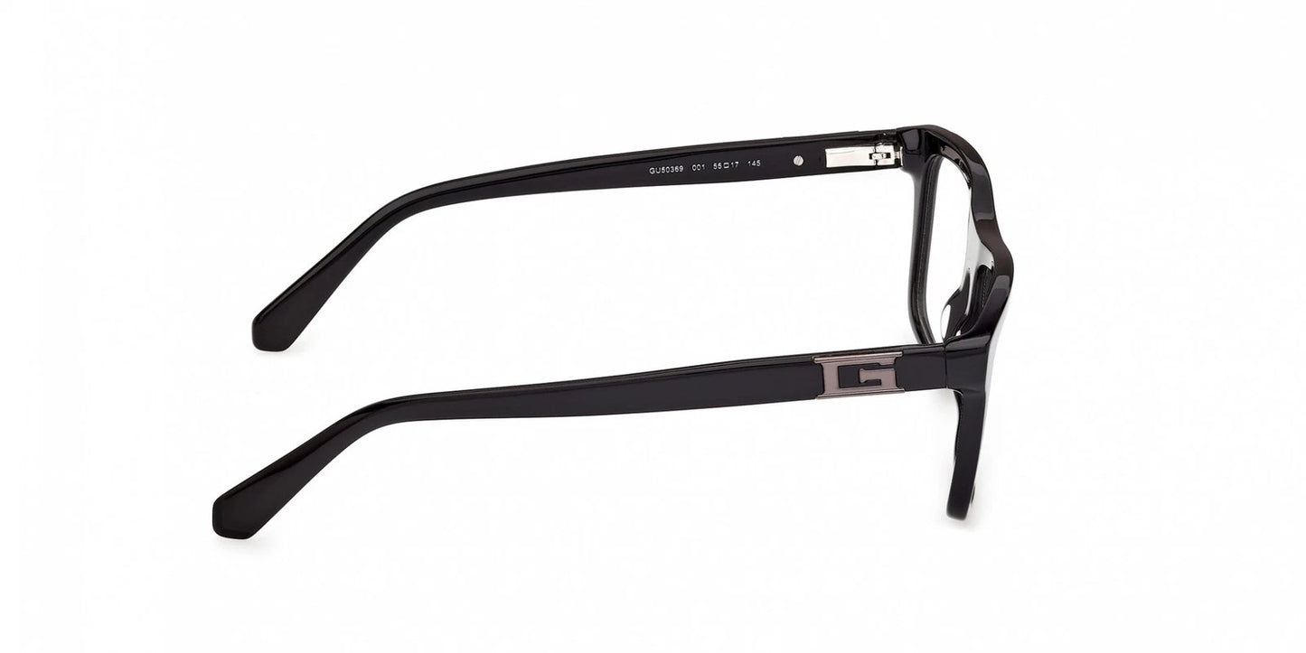Guess GU50369-001-55 eyeglasses in shiny black frame with clear lenses