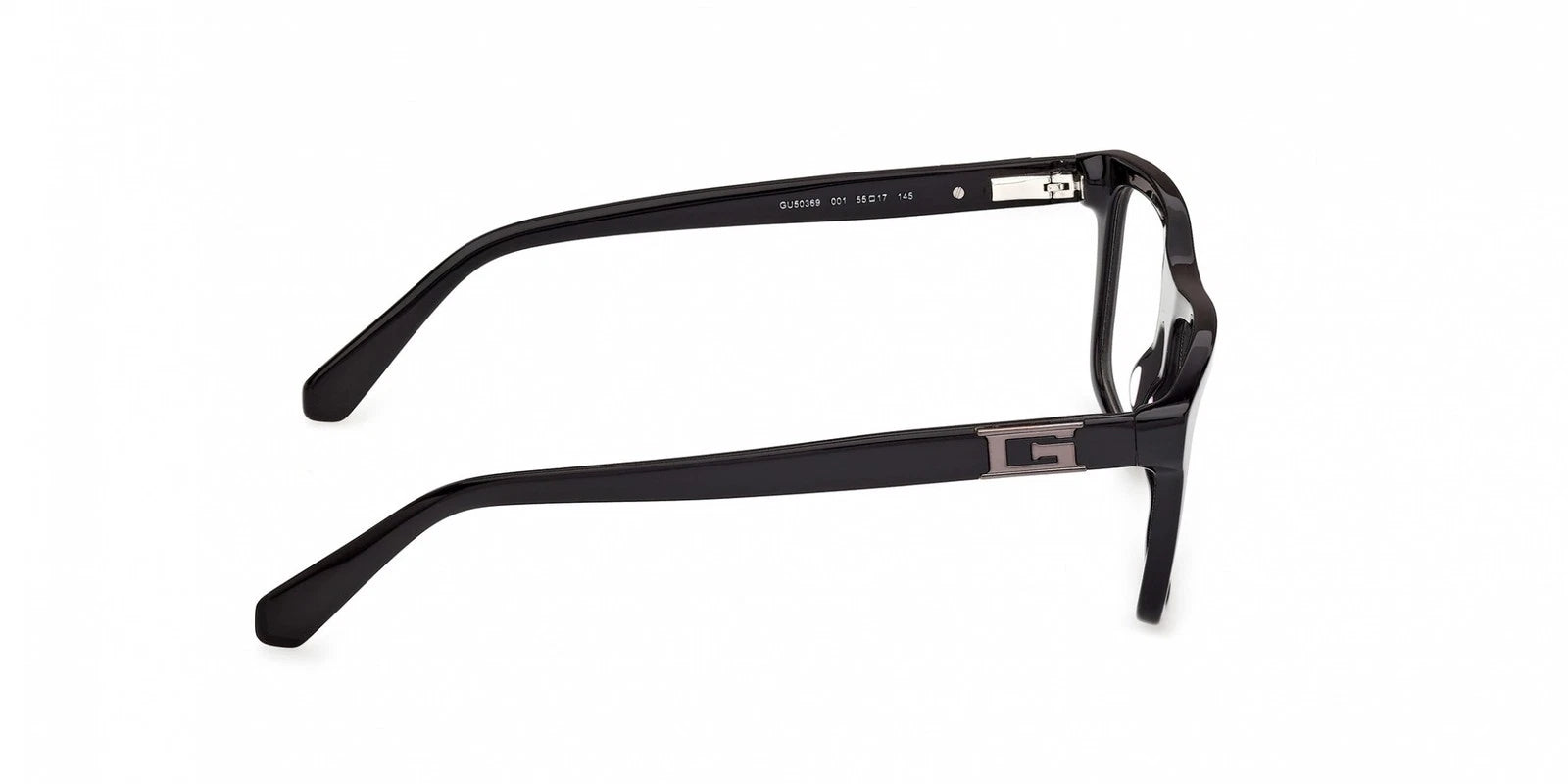 Guess GU50369-001-55 eyeglasses in shiny black frame with clear lenses