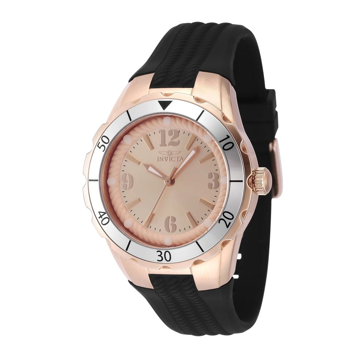 Invicta 48854 Quartz Watch Rose Gold Dial Silicone 38mm Lady