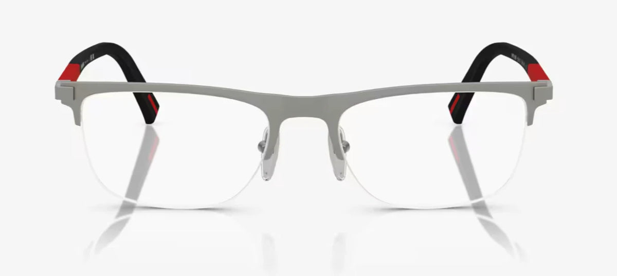 Prada PS50RV-DHG1O1-55 eyeglasses in black / red frame with clear lenses