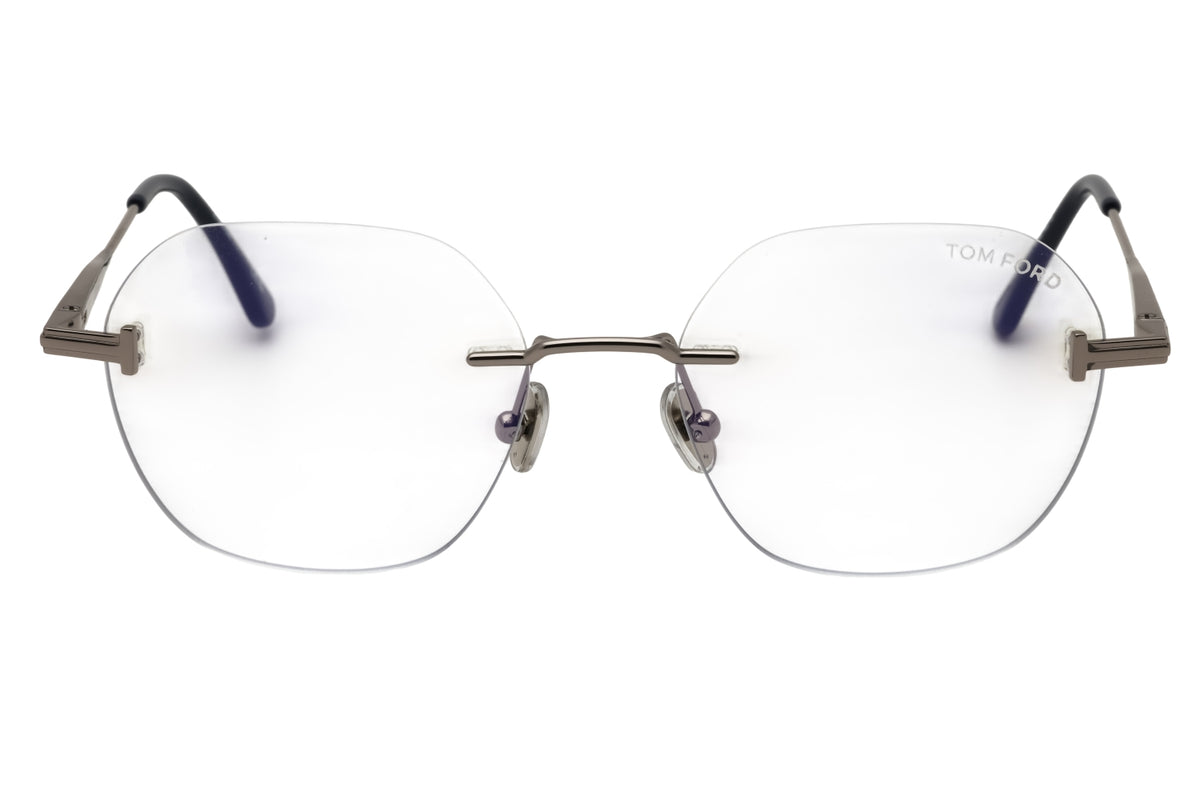 Tom Ford FT6126-B-014 shiny light ruthenium Round Eyeglasses 52mm Eyeglasses