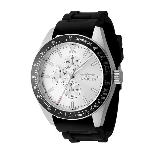 Invicta 48855 watch with silver dial and silicone band