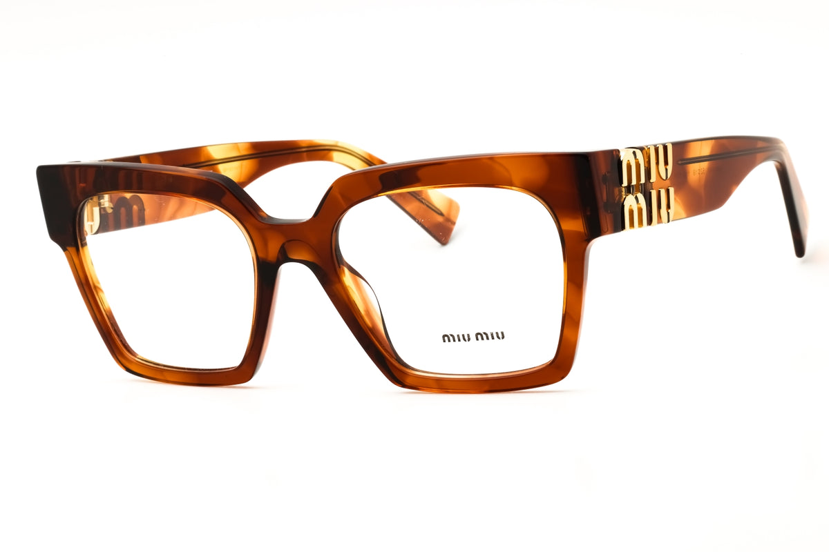 Miu Miu MU 04UV-11Q1O1 Striped Tobacco Rectangular Eyeglasses 52mm Eyeglasses