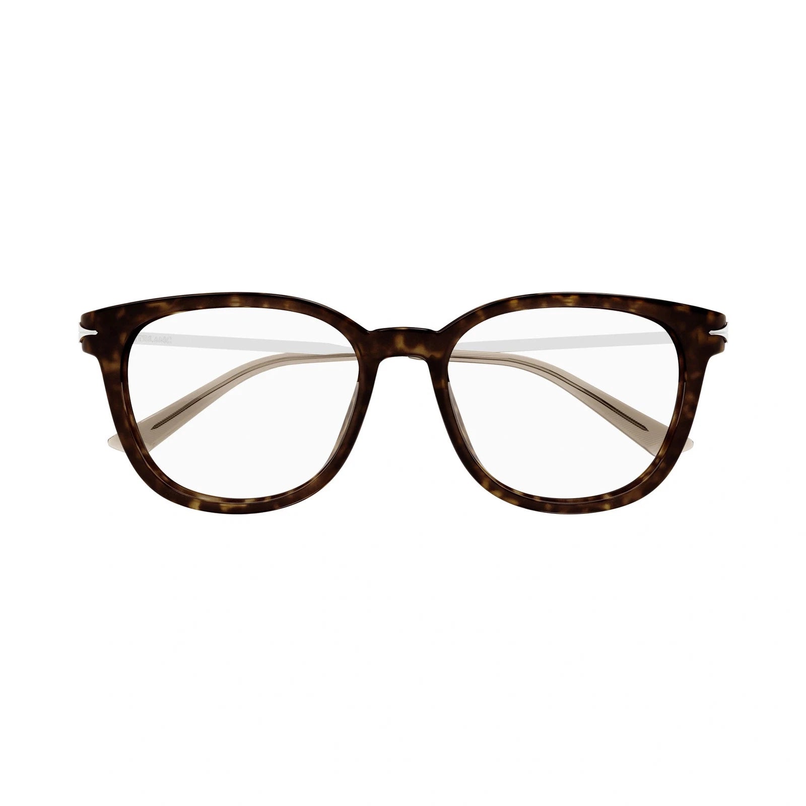Mont Blanc MB0309oA-002 eyeglasses in havana silver frame with clear lenses