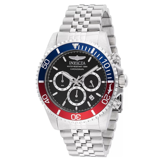 Invicta 48117 watch with black dial and stainless steel band