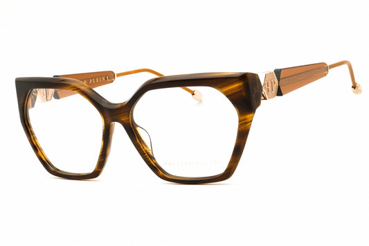 Philipp Plein VPP068S-VPP068S eyeglasses in wavy brown frame with clear demo lenses