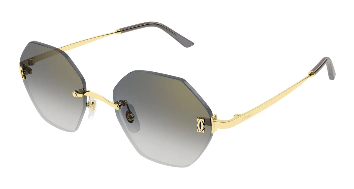 Cartier CT0671S-001 Gold Rectangular Sunglasses 54mm Sunglasses