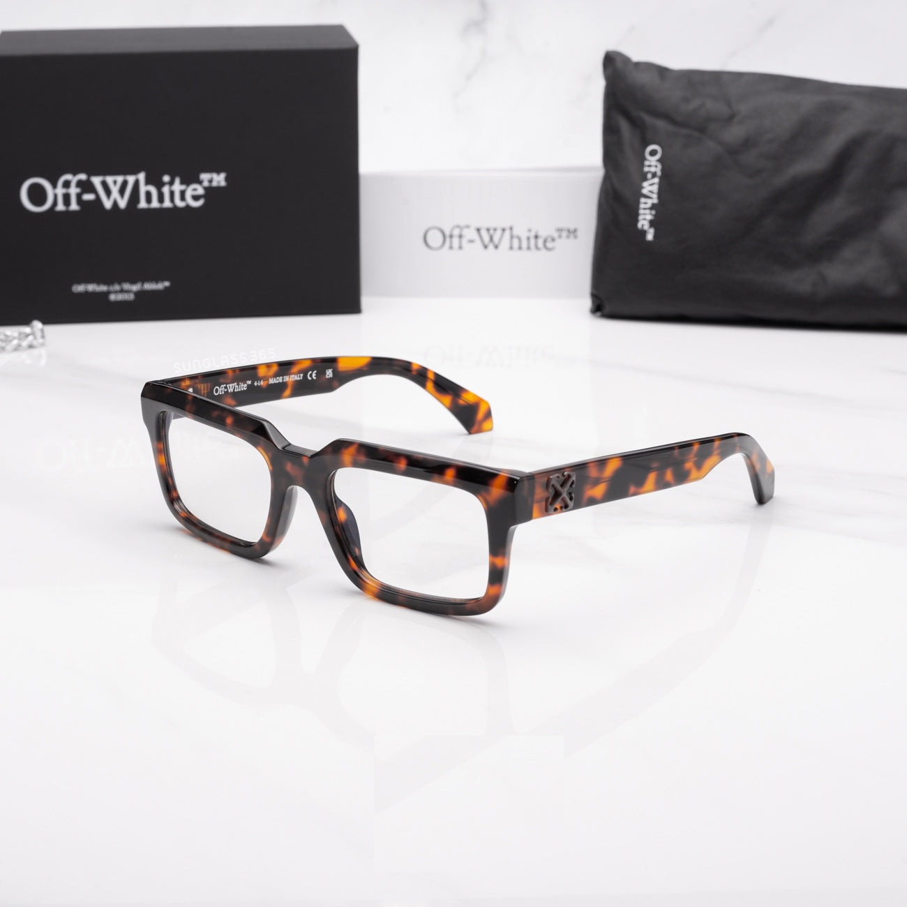 Off-White Style 42 Havana Blue Block Light 54mm New Eyeglasses