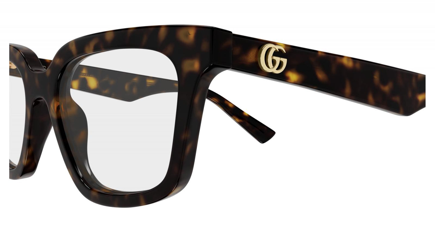 Gucci GG2180o-002 eyeglasses in havana frame with clear lenses
