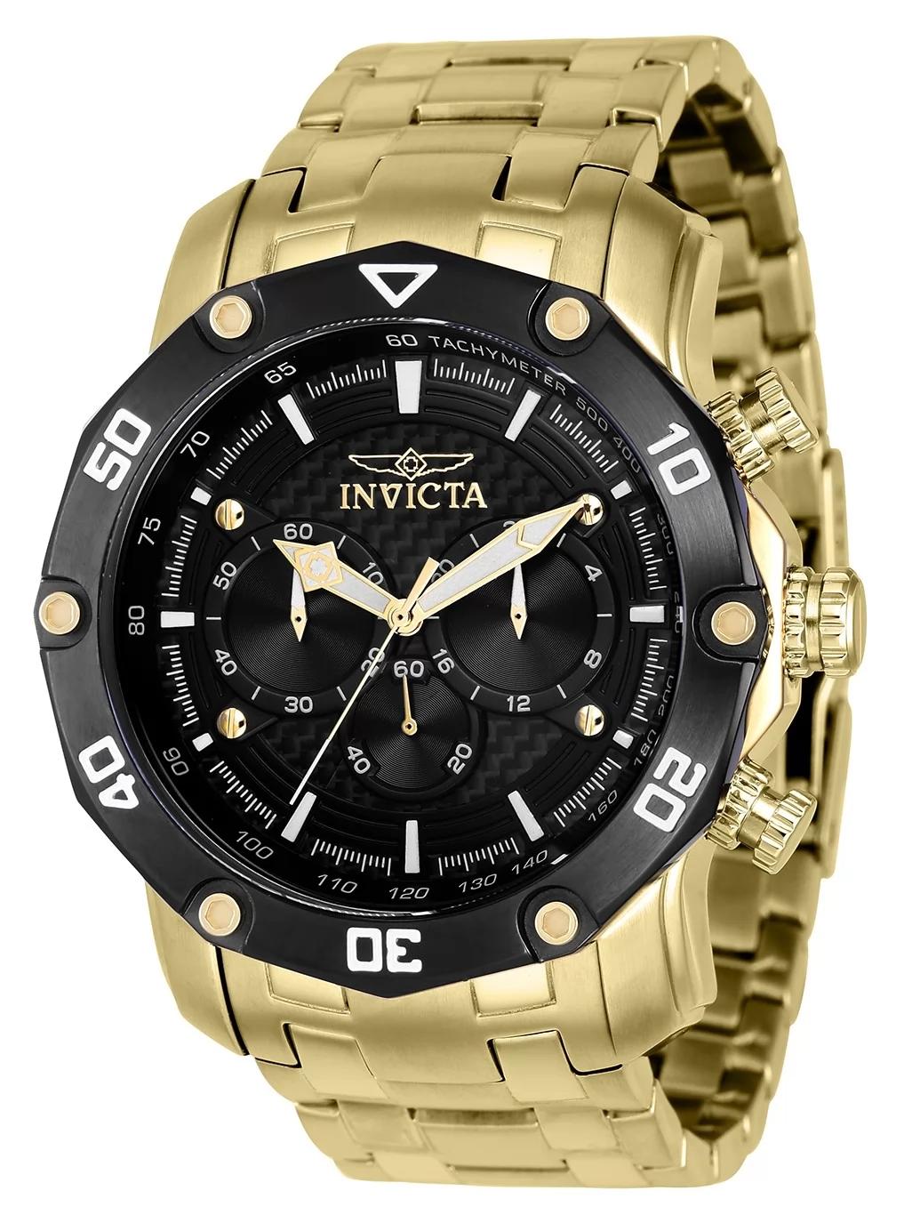 Invicta 37725 watch with black dial and stainless steel band