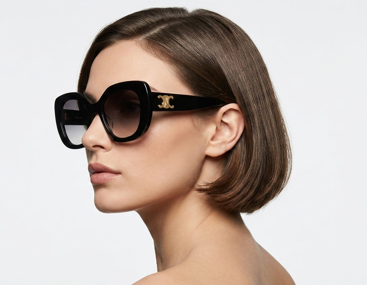 Celine CL40226U-5501F sunglasses in gradient smoke frame with brown lenses