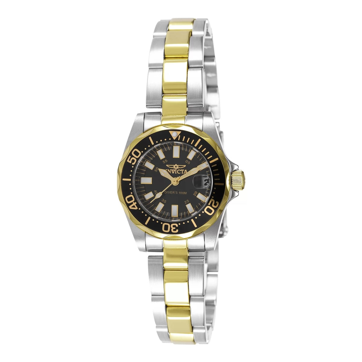 Invicta 7063 Quartz Watch Black Dial Stainless Steel 27mm Lady