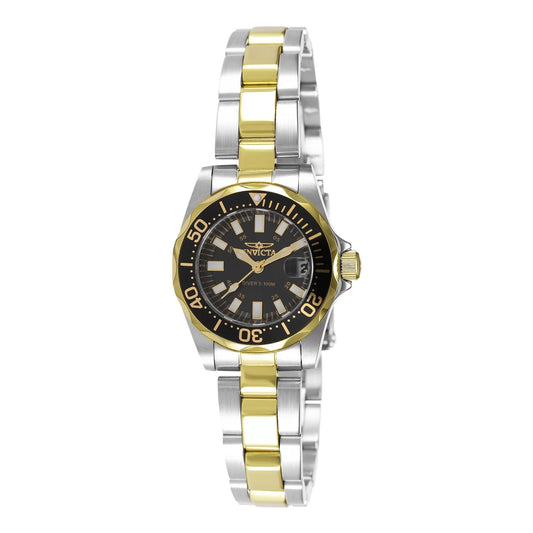Invicta 7063 Quartz Watch Black Dial Stainless Steel 27mm Lady