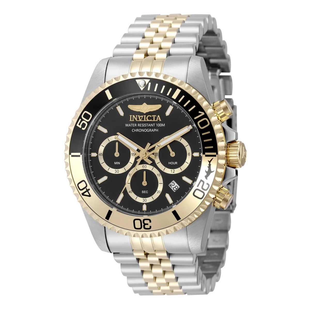 Invicta 49837 watch with black dial and stainless steel band