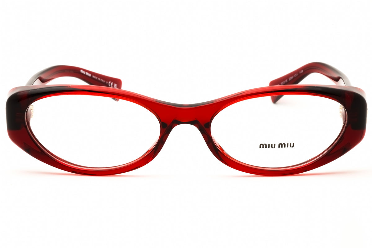 Miu Miu 0MU 03ZV-25M1O1 Transparent Red Oval Eyeglasses 55mmmm Eyeglasses