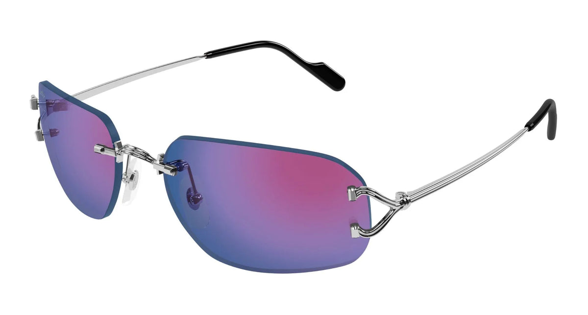Cartier CT0663S-004 Silver Rectangular Sunglasses 58mm Sunglasses
