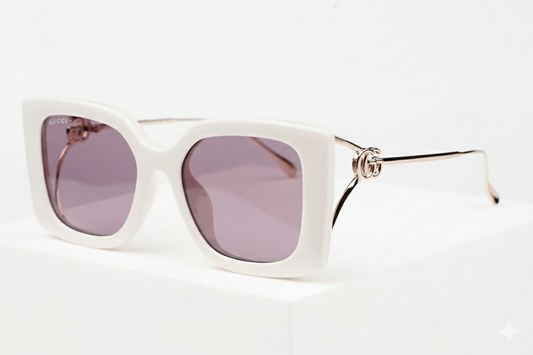 Gucci GG1567SA-003-54 White Square Sunglasses 54mm