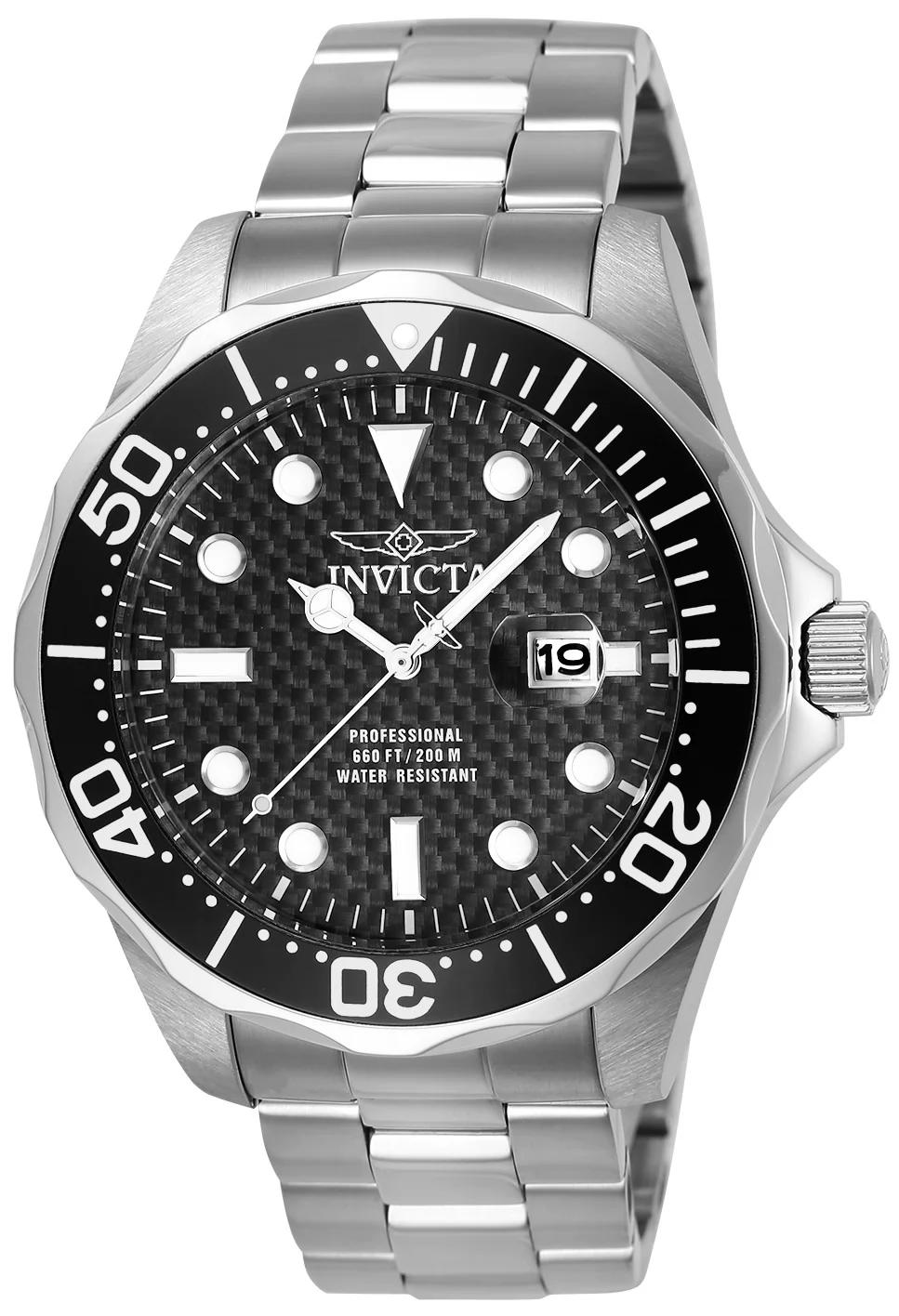 Invicta 12562 watch with black dial and stainless steel band