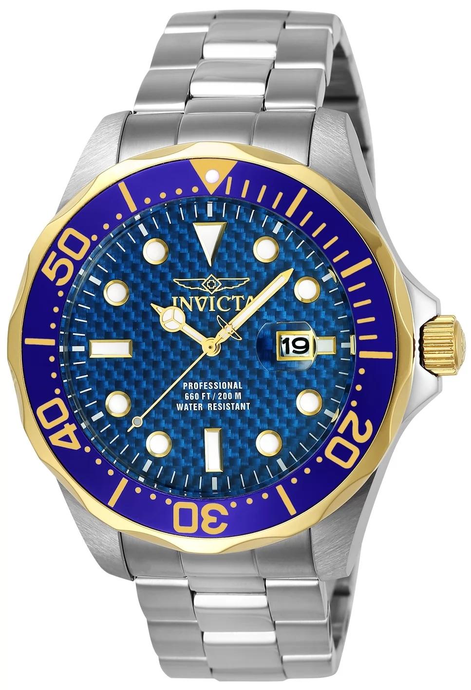 Invicta 12566 watch with blue dial and stainless steel band