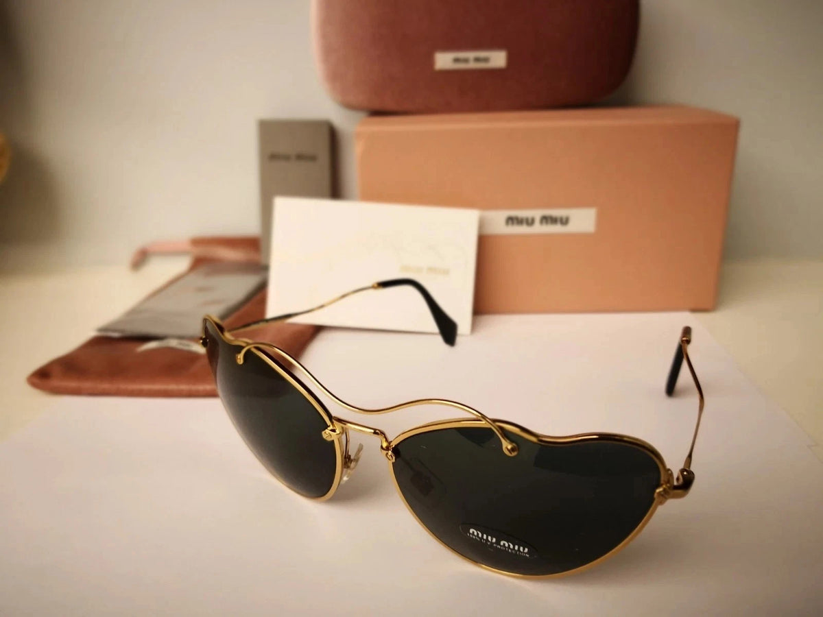 Miu Miu 0MU55RS-7OE1A1-65 Antique Gold Round SUNGLASSES 0mm Sunglasses