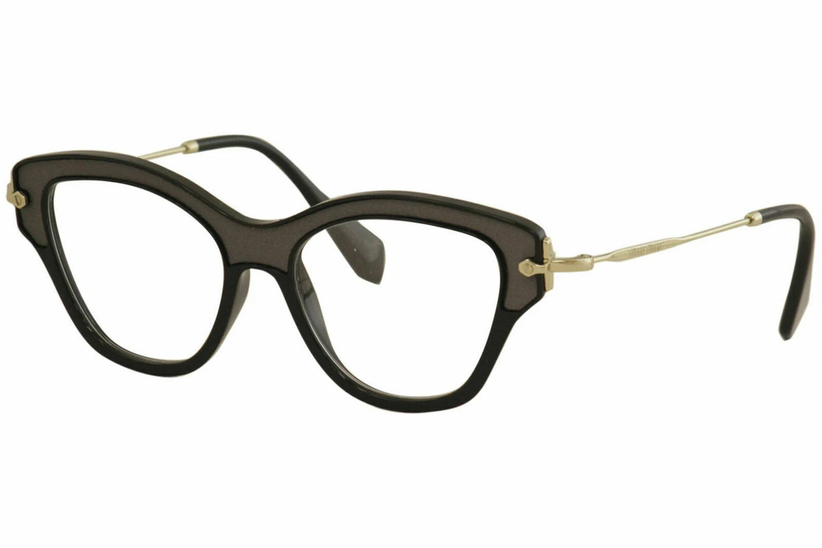 Miu Miu 0MU07OV-VIE1O1-52 Black/Gold Geometric EYEGLASSES 52mm Eyeglasses