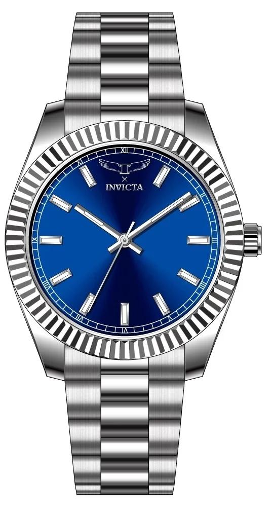 Invicta 69015 watch with blue dial and stainless steel band