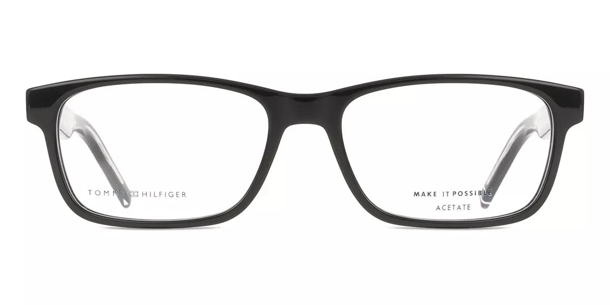 Tommy Hilfiger TH2076-807-55 Black Rectangle Eyeglasses 55mm Eyeglasses
