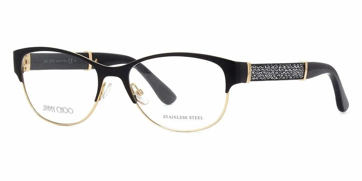 Jimmy Choo 0JC180-17J-53 Matte Black , Glitter Rectangular EYEGLASSES 53mm Eyeglasses