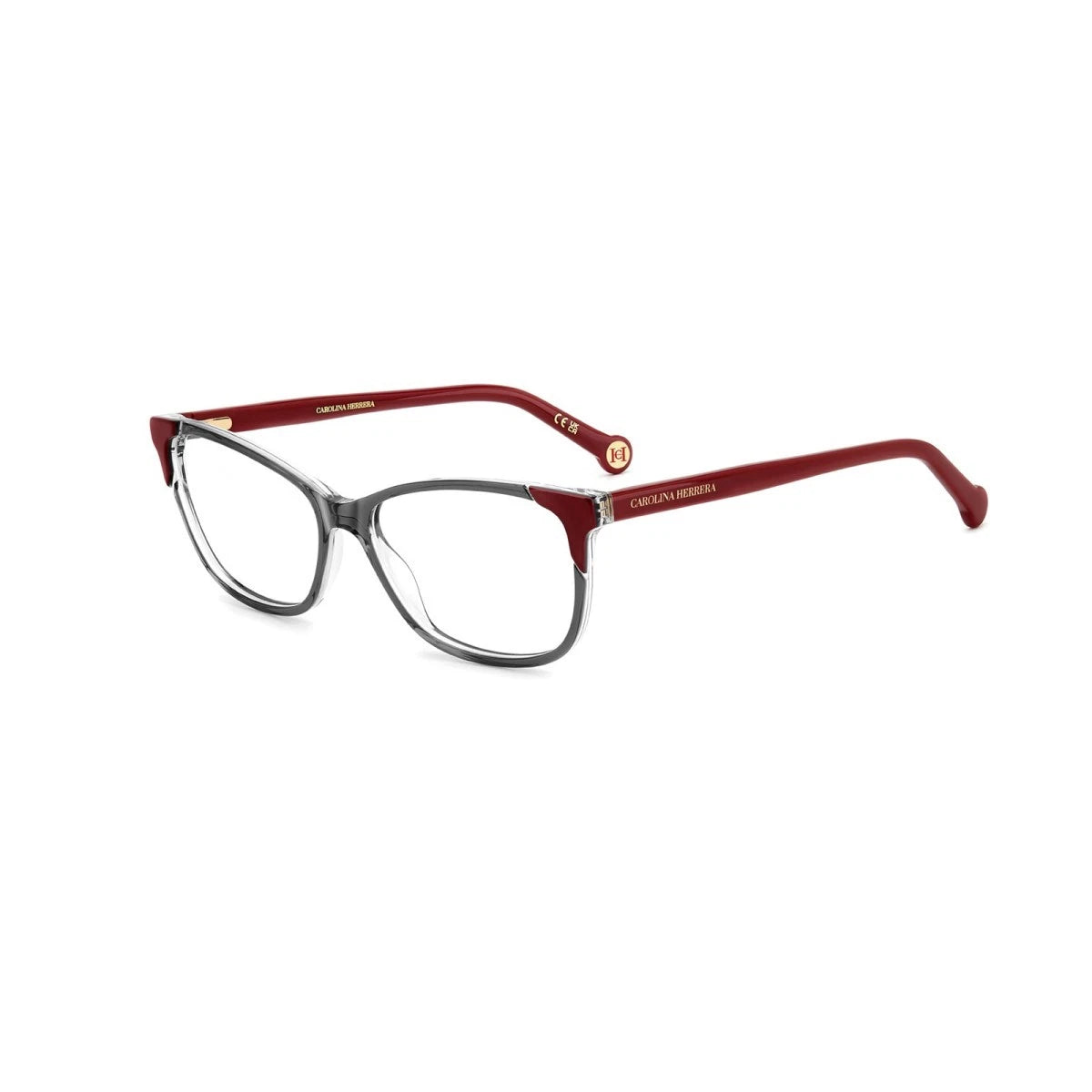 Carolina Herrera HER-0284 268 Gray Red Rectangle Eyeglasses 55mm Eyeglasses