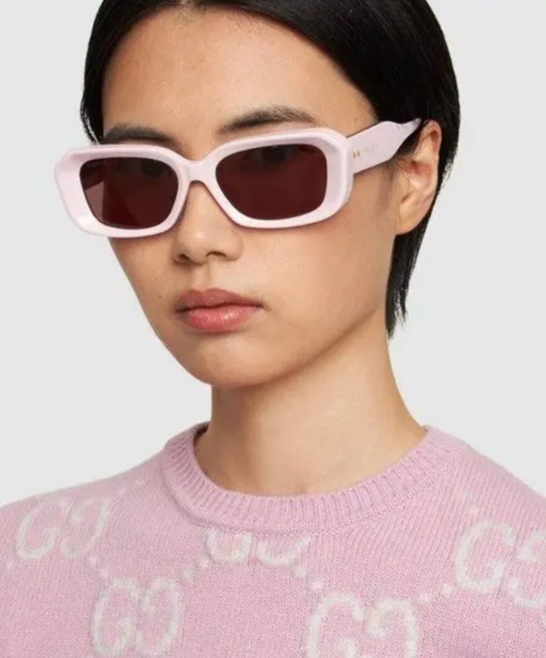 Gucci GG1531SK-003-54 Pink Rectangle Sunglasses 54mm