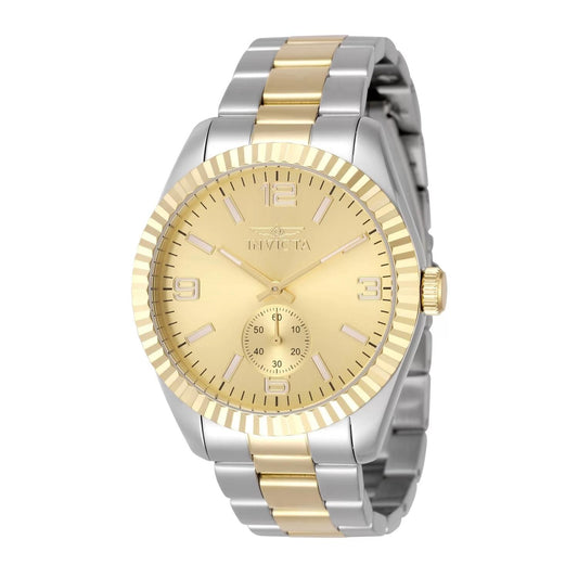 Invicta 49388 watch with gold dial and stainless steel band