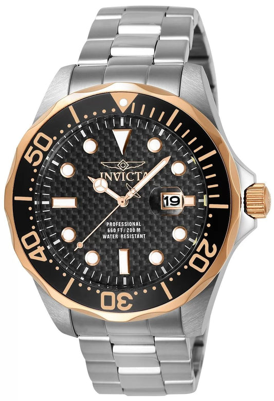 Invicta 12567 watch with black dial and stainless steel band