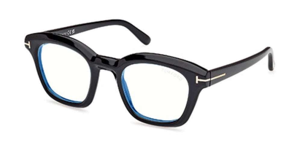 Tom Ford FT5961-B 001 Black Rectangle Eyeglasses 49mm Eyeglasses