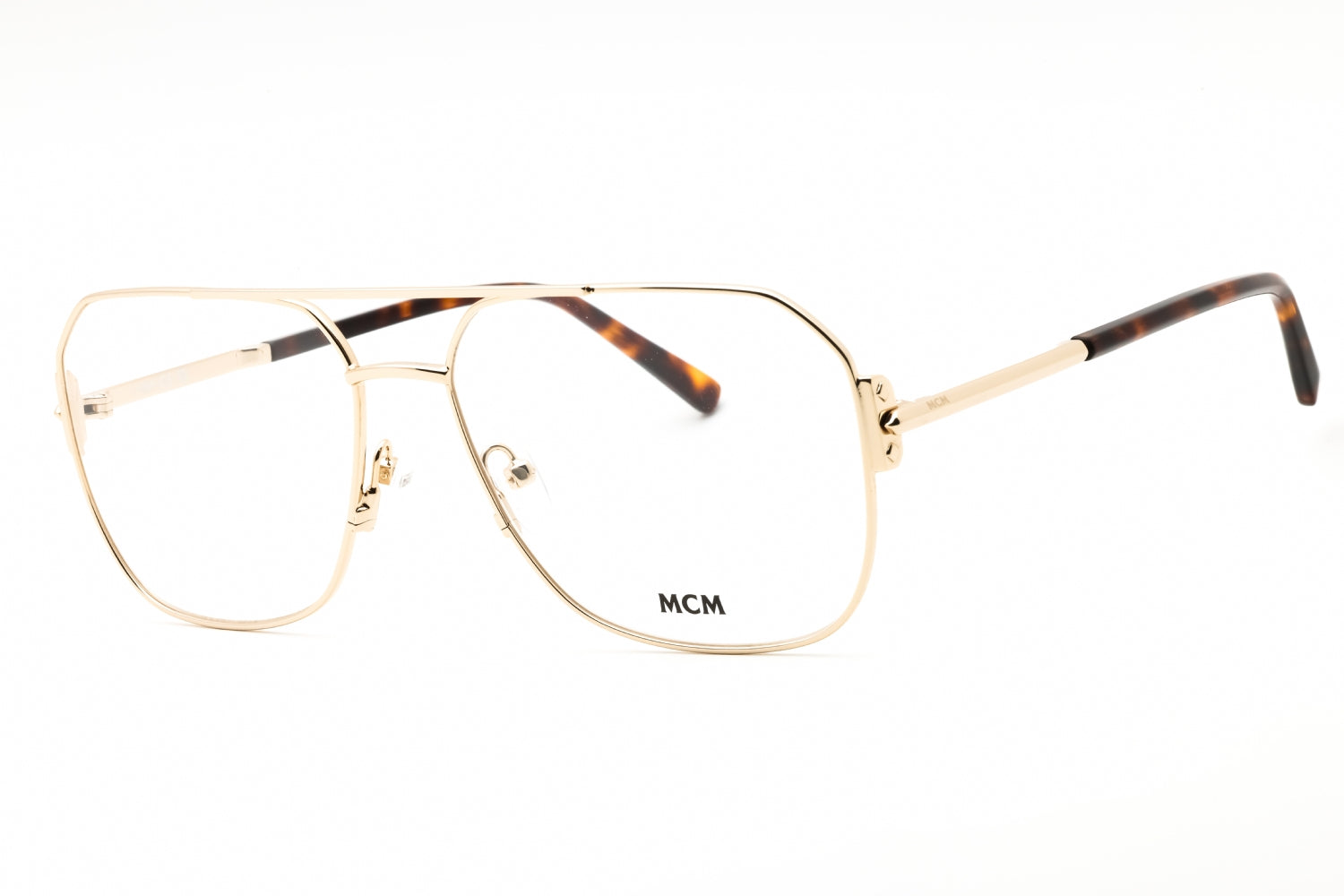 MCM MW5007-032 eyeglasses in shiny pale gold frame with clear lenses