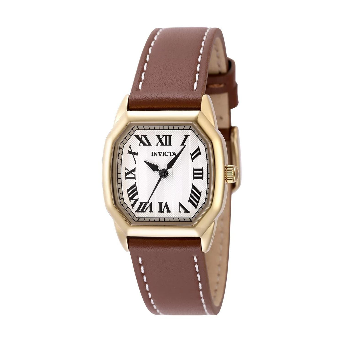 Invicta 48962 watch with silver dial and leather band