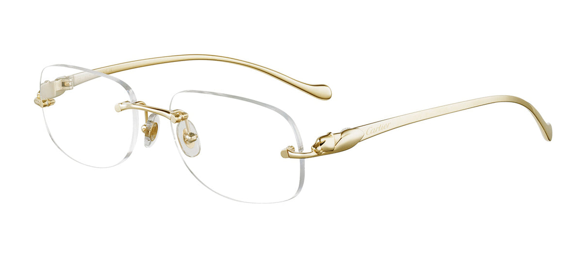 Cartier CT0058O-002 Frame Gold Gold Rectangular Eyeglasses 52mm Eyeglasses