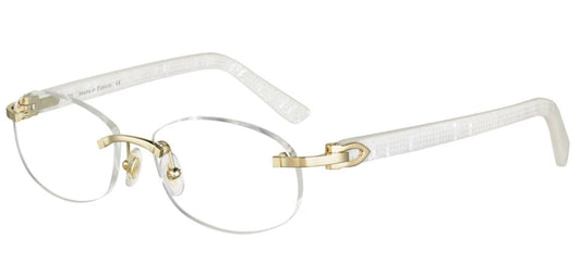 Cartier CT0056O-002 Gold White Rectangular Eyeglasses 52mm Eyeglasses