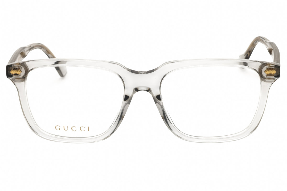Gucci GG0737O-010 Shiny Transparent Grey Rectangular Eyeglasses 53mm Eyeglasses