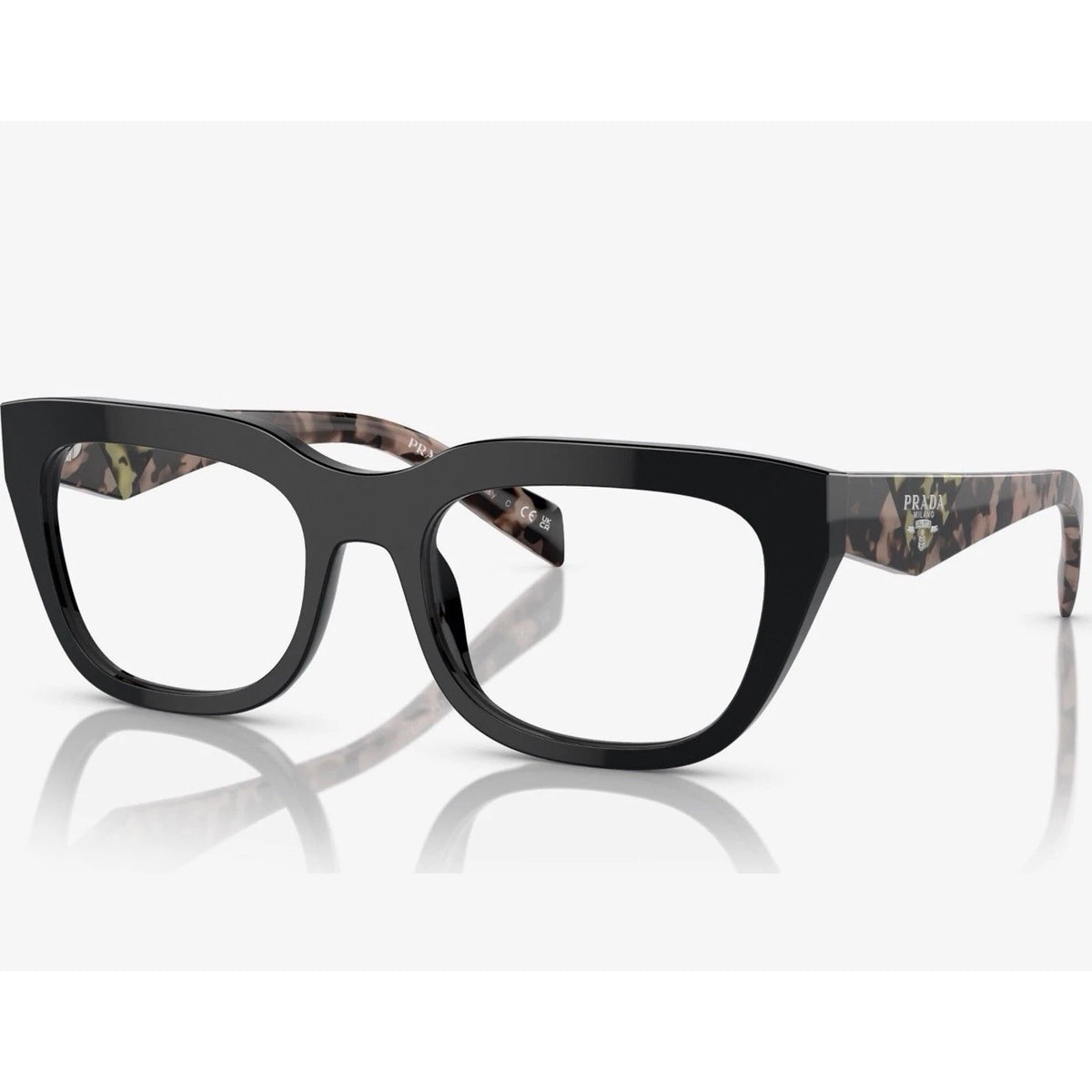 Prada 0PRA06V-13P1O1-52 eyeglasses in black frame with clear lenses
