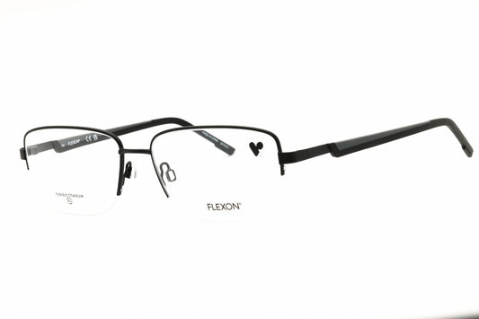 Flexon FLEXON H6084-002 eyeglasses in matte black frame with clear demo lnes lenses