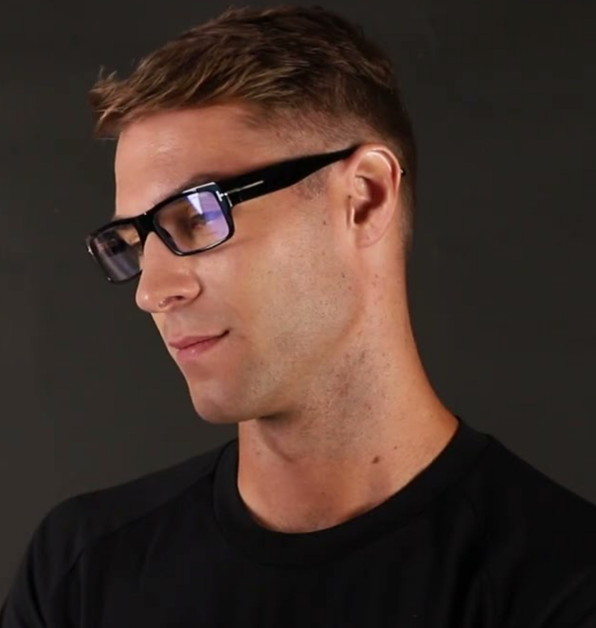 Tom Ford FT5835-B-001 eyeglasses in black frame with clear lenses