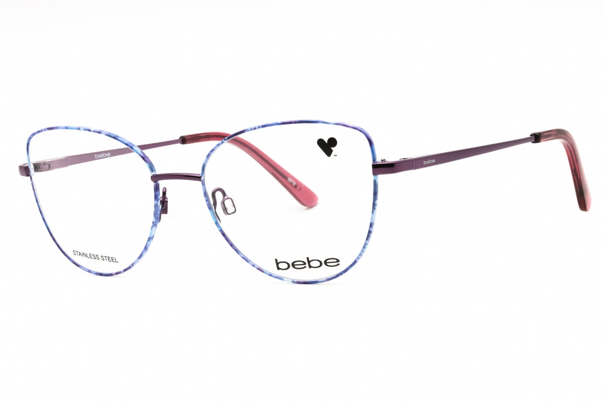 Bebe BB5207-501 PLUM FLORAL Cat eye Eyeglasses 51mm Eyeglasses