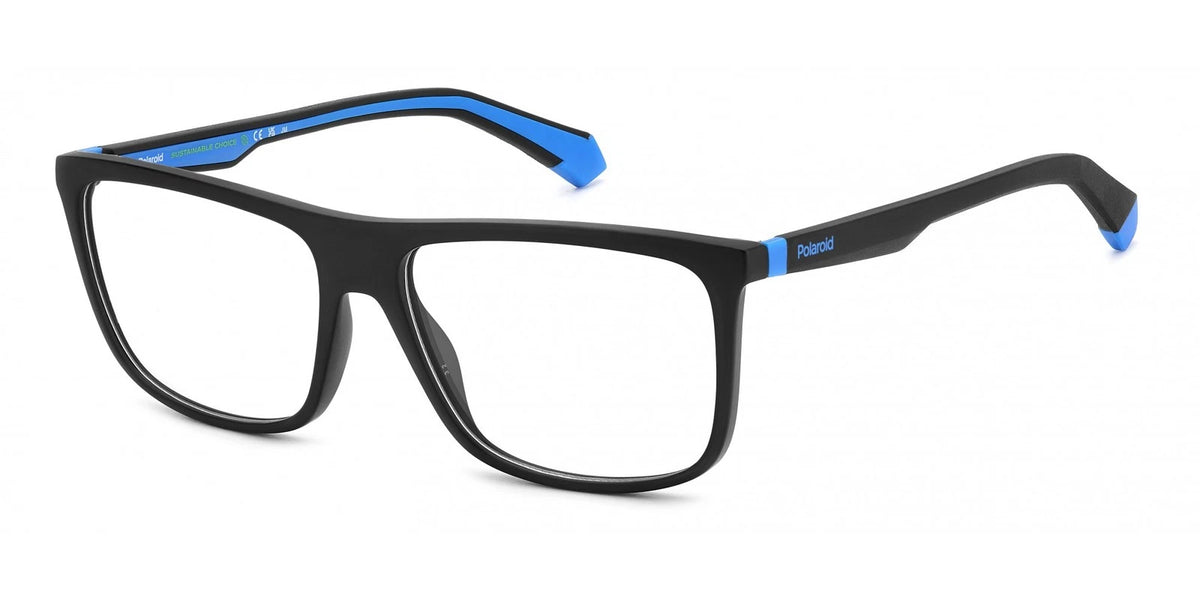 Polaroid PLDD516-0VK-56 Matte Black Blue Rectangle Eyeglasses 56mm Eyeglasses