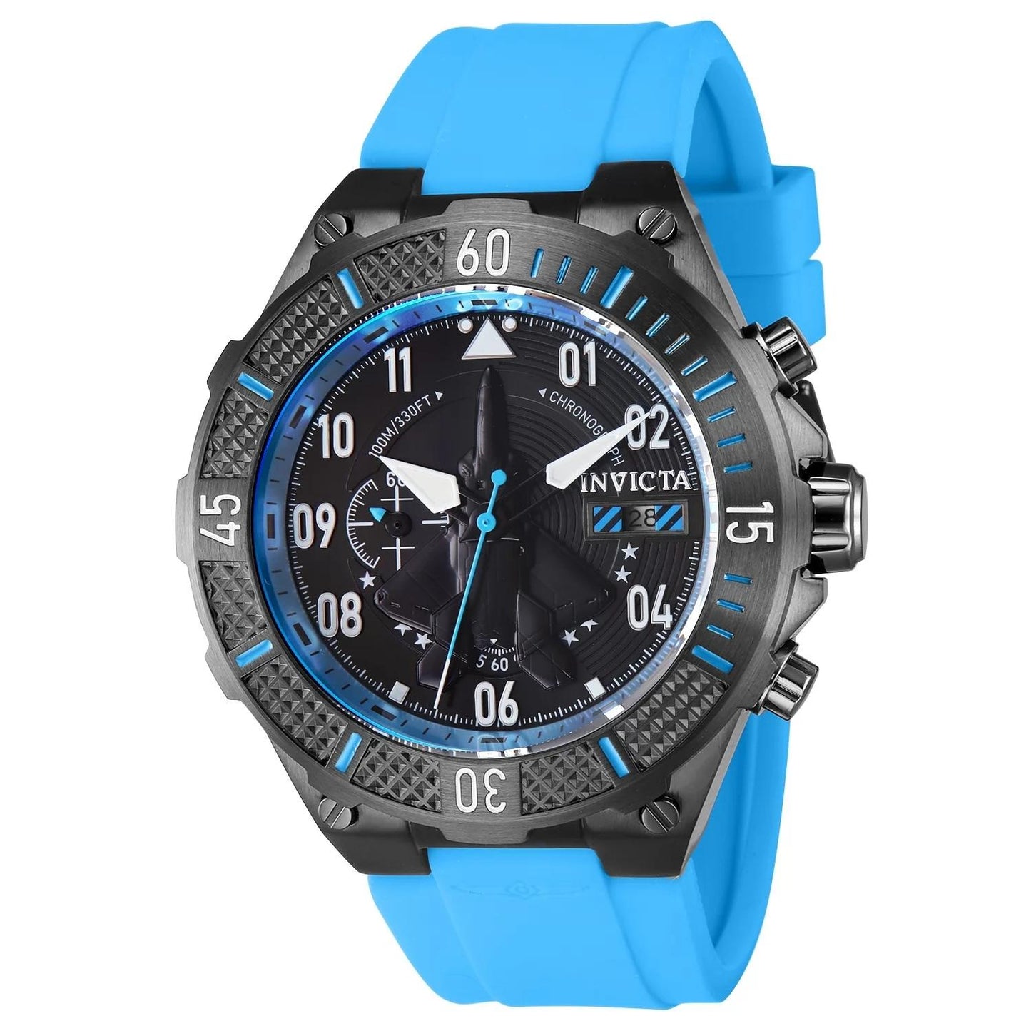 Invicta 39898 watch with black dial and silicon band