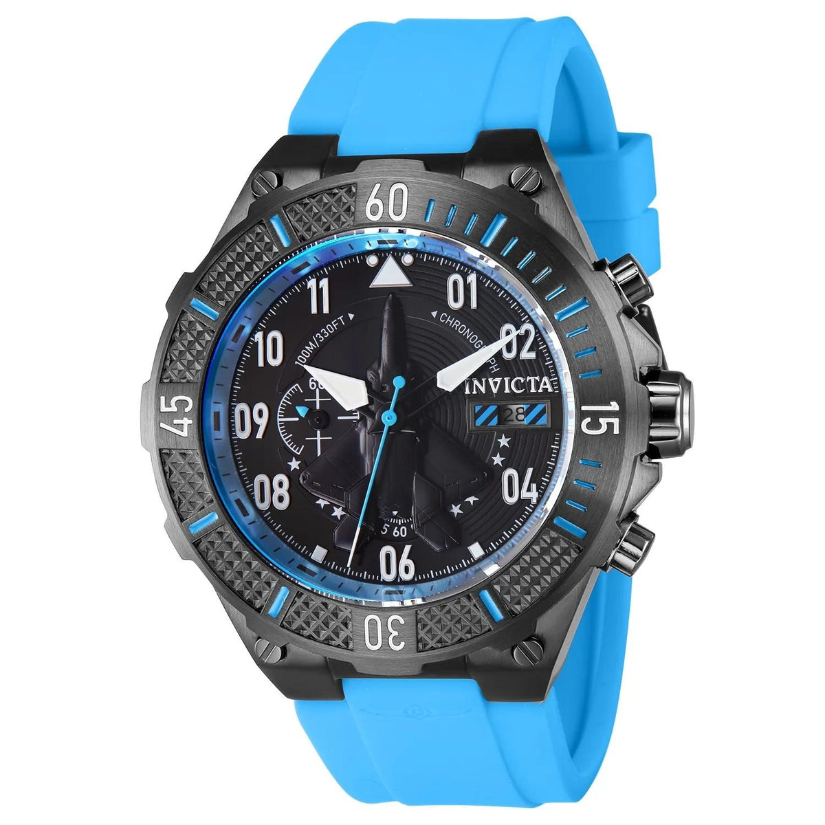Invicta 39898 watch with black dial and silicon band