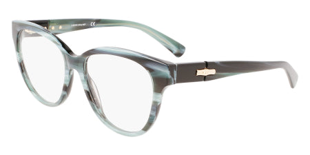 Longchamp LO2698-426 eyeglasses in petrol horn frame with clear lenses