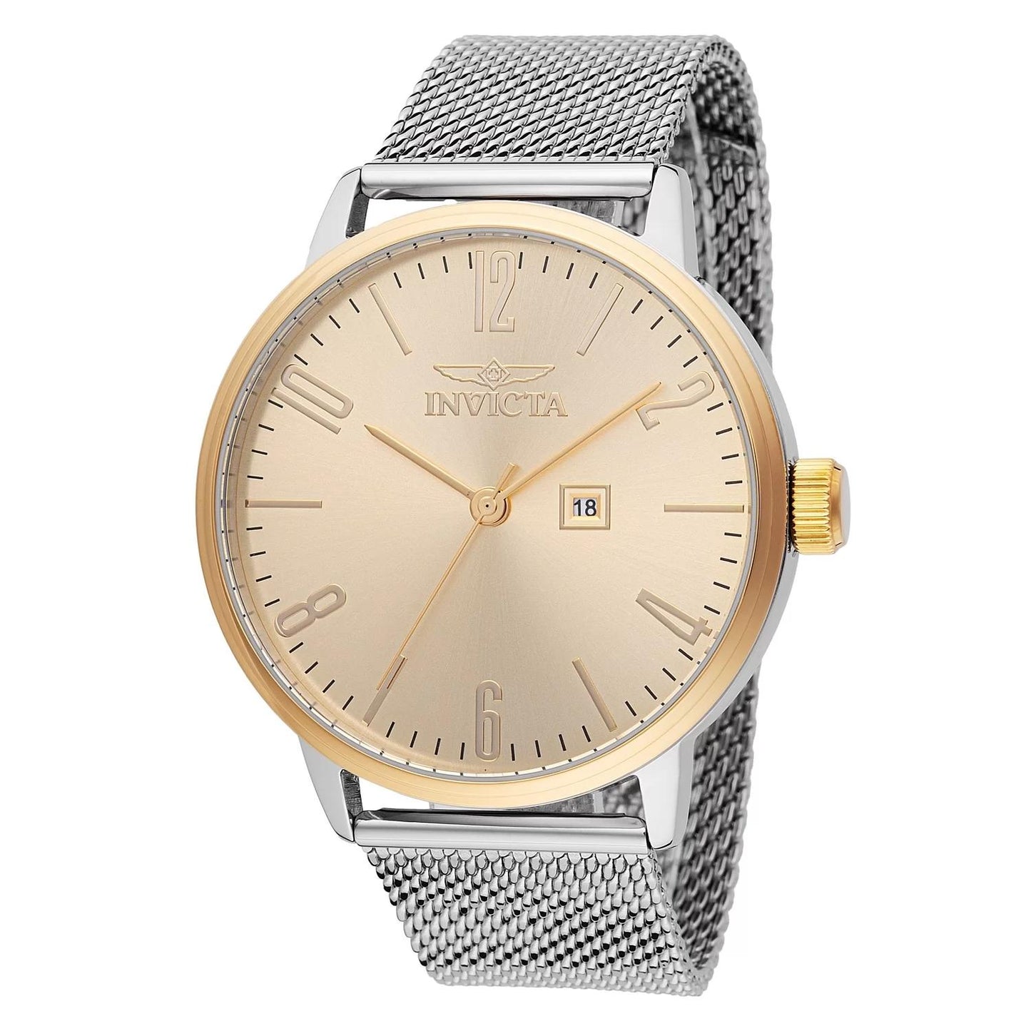 Invicta 48937 watch with gold dial and stainless steel band