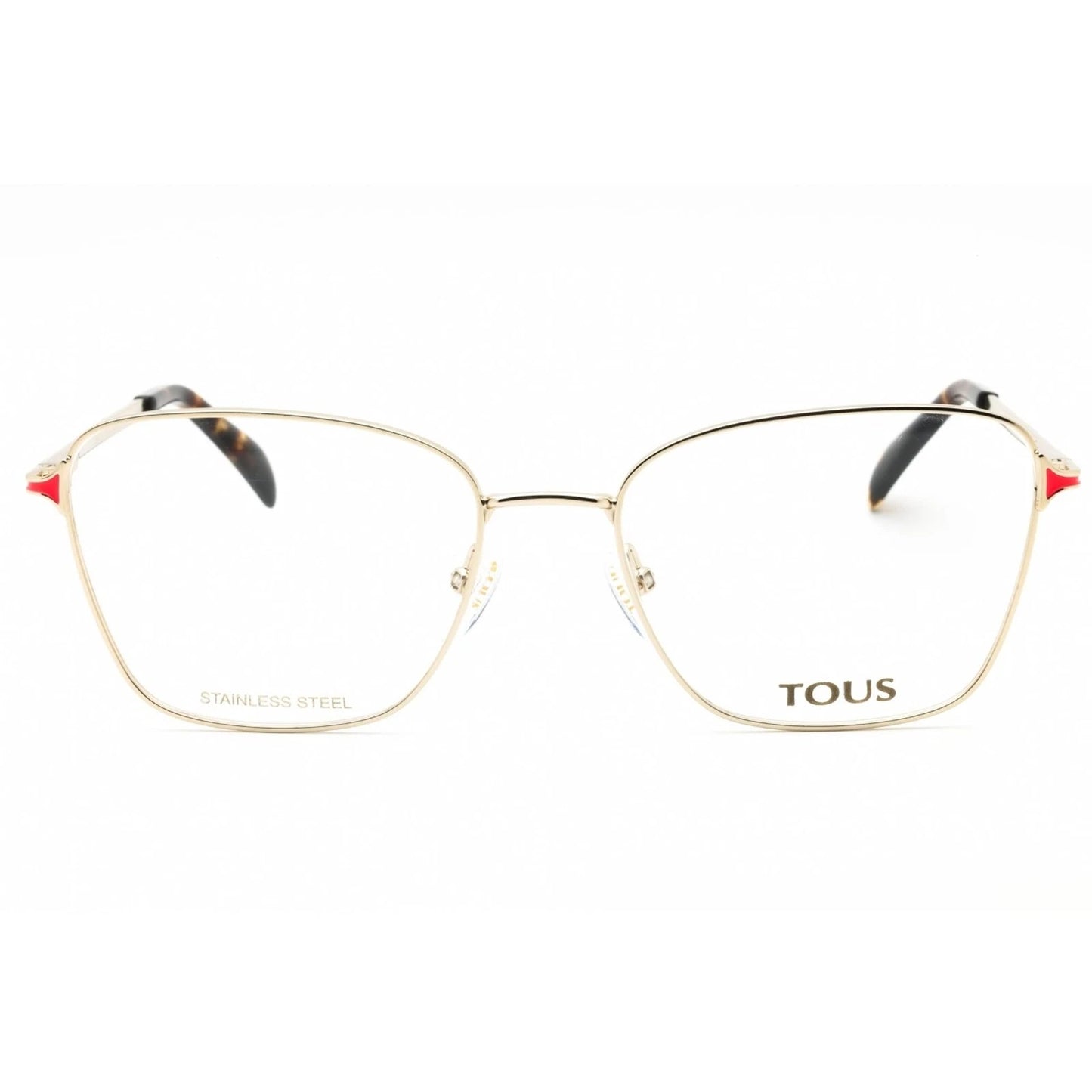 Tous VTO449-0SNA eyeglasses in shiny light gold+yellow frame with clear lenses