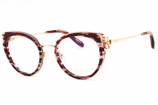 Chopard VCH367V-01G2 eyeglasses in shiny streaked burgundy frame with clear demo lenses