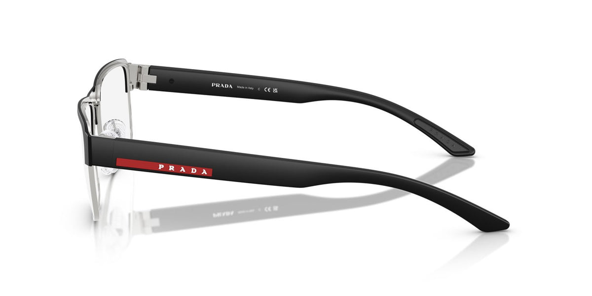 Prada PS51RV-1BO1O1-56 eyeglasses in matte black frame with clear lenses